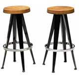 Vintage Pair of Jean Prouve Style Stools