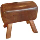 Antique Dark Brown Leather Pommel Horse Bench