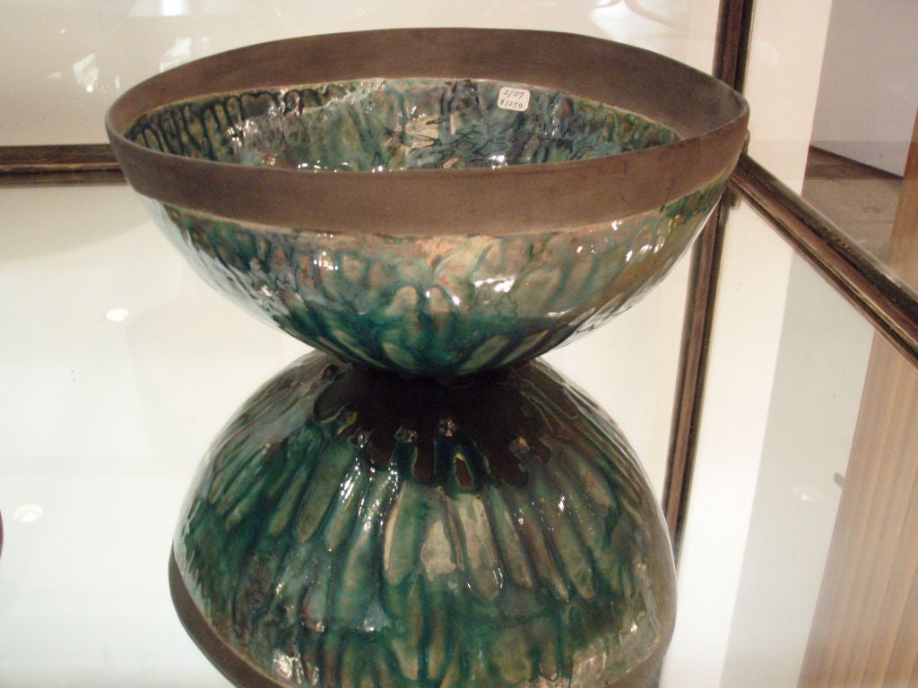 American Running Teal Raku Vessel