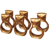 Retro Set of 6 Brass Owl Napkin Rings