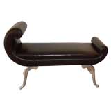 Dark Brown Leather Sleigh Bench