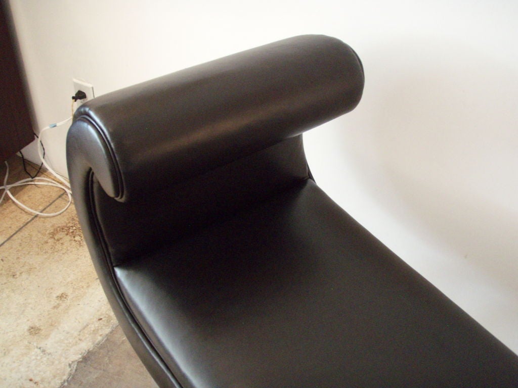 20th Century Dark Brown Leather Sleigh Bench