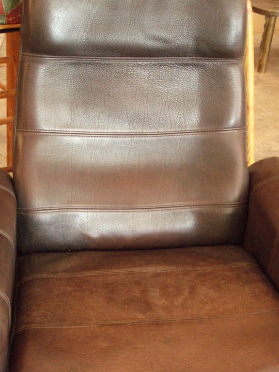 Mid-20th Century De Sede Leather Chair & Ottoman
