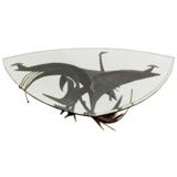 Coffee Table - Glass with Abstract Sculpture Base