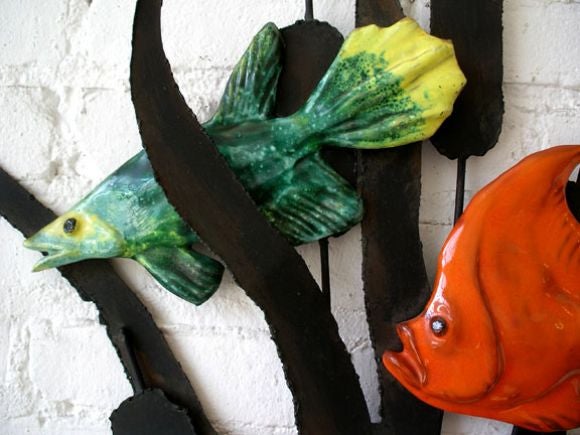 Illuminated Wall Sculpture - Metal and Ceramic
