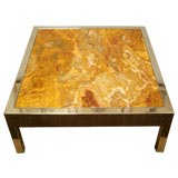 Polished Steel and Agate Coffee Table by Pace