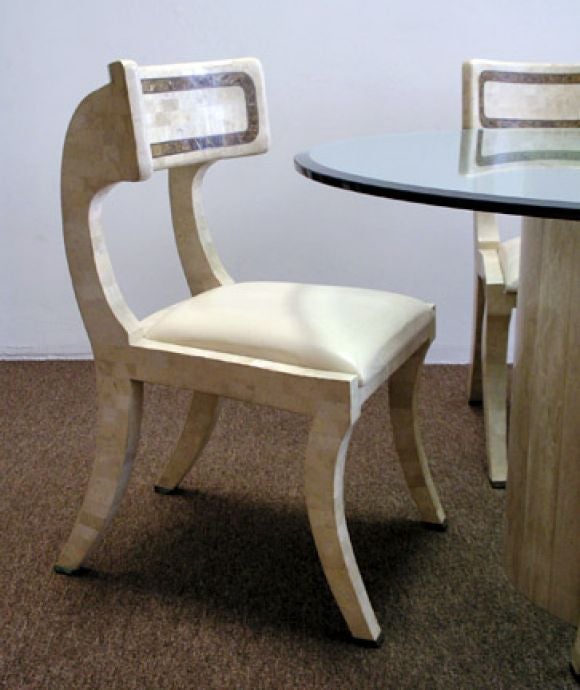 Stone Dining Table and Six Chairs by Maitland Smith