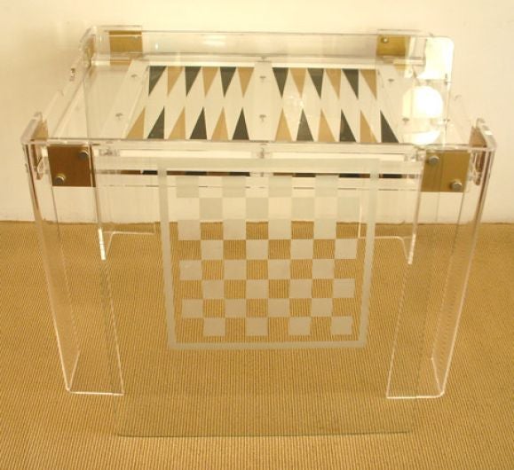 Clear Glass and Lucite Game Table - Chess, Backgammon 1