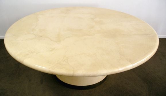 American Large Round Karl Springer Dining Table - Lacquered Parchment