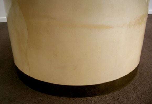 Large Round Karl Springer Dining Table - Lacquered Parchment In Excellent Condition In TUJUNGA, CA
