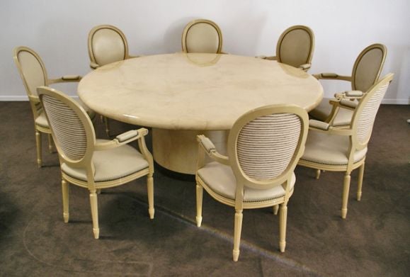 Late 20th Century Large Round Karl Springer Dining Table - Lacquered Parchment