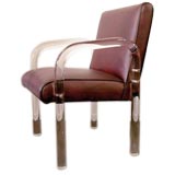 Six Lucite and Upholstered Dining Chairs from Pace Collection