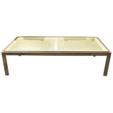 Vintage Chrome, Wicker and Glass Coffee Table