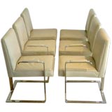 Six Leather and Steel Dining Chairs by Vladimir Kagan