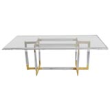 Lucite and Brass Dining Table designed by Charles Hollis Jones
