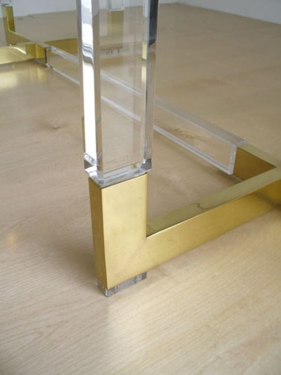 American Lucite and Brass Dining Table designed by Charles Hollis Jones