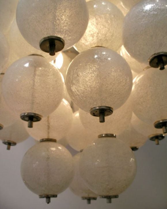 Glass and Chrome Hanging  Chandelier