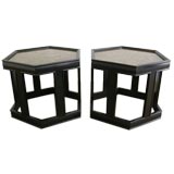 Pair of Wood and Glass Tables by Brown Saltman