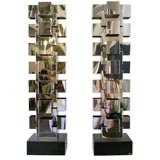 Pair of Tall Polished Chrome Lamps by Jere