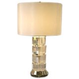 Large Heavy Lucite and Nickel Lamp