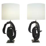 Pair of Welded Steel Table Lamps by Laurel Lamp Company