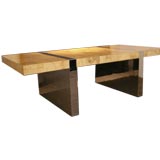 Polished Chrome and Burl Wood Dinning Table by Paul Evans