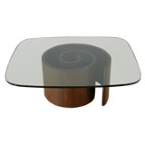 Walnut and Glass Snail Table designed by Vladimir Kagan