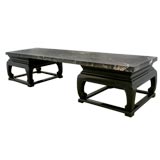 Marble and Ebonized Wood Coffee Table by Baker