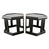 Pair of Wood and Glass Tables by Brown Saltman