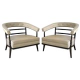 Pair of Leather and Wood Chairs by Burt England for Johnson