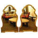 Pair of Gold Gilded Wood Framed Italian Wall Mirrors
