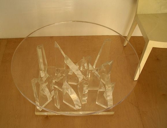 Round Sculptural Lucite Coffee Table