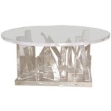 Round Sculptural Lucite Coffee Table