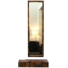 Burl Wood Mirror and Console Table designed by Paul Evans