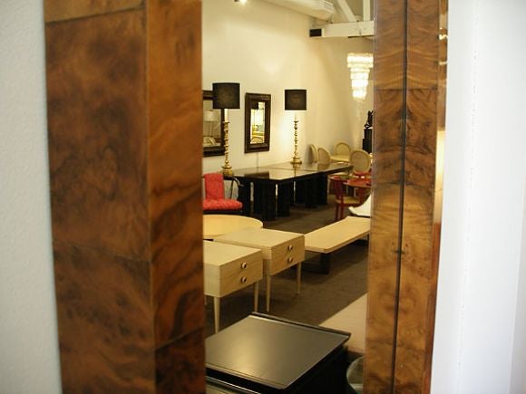 Burl Wood Mirror and Console Table designed by Paul Evans