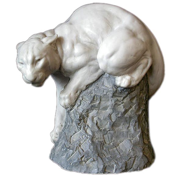 White Cougar Sculpture by Joseph Boulton