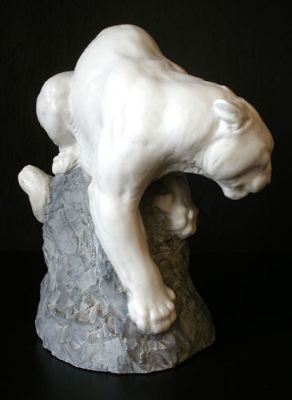 American White Cougar Sculpture by Joseph Boulton