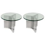Pair of Glass, Lucite and  Steel Cocktail Tables Made by PACE