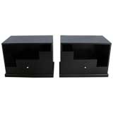 Pair of 1930s Black Lacquered Cabinets/Night Stands