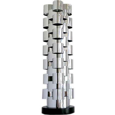 Tall Polished Chrome Skyscraper Lamp by Curtis Jere