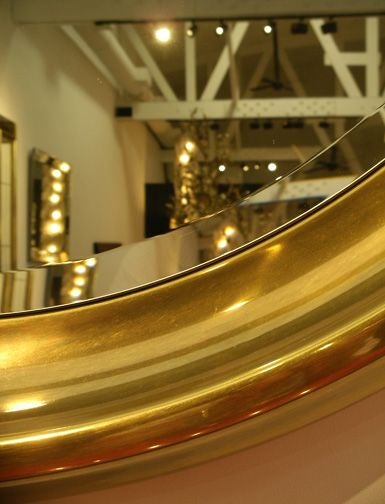 Larger Round Polished Bronze Mirror by Mastercraft