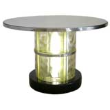 1940s Illuminated Glass Block Coctail Table with Mirrored Top