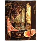 Abstract Woven Wool Tapestry "Nocturne" by Mathieu Mategot