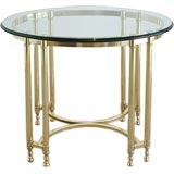 Italian Brass Table with Oval Glass Top