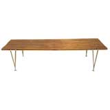 Wood and Brass Table/Bench designed by Hugh Acton