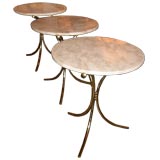 Set of Three Italian Brass and Marble Cigarette Tables