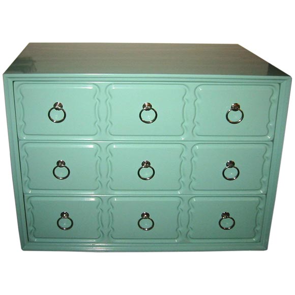 Dorothy Draper Chest in Tiffany Box Blue Lacquer