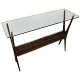 Italian Sculptural Console with Glass Top