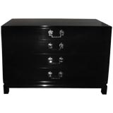 Black Lacquered Chest with Asian Inspired Nickel Pulls Black Lacquered Chest with Asian Inspired Nickel Pulls