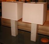 Pair of White Carrera Marble Table Lamps